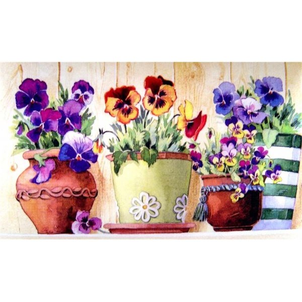 H2H Dm-35 Potted Pansies Door Mat H254122